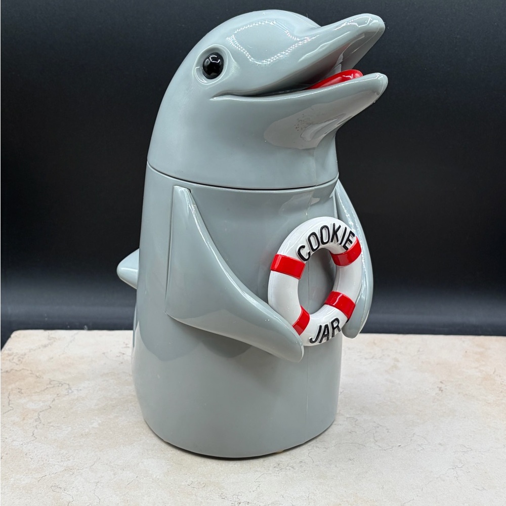 Vintage 1996 Talking Dolphin Cookie Jar Flipper Sounds - Rare  And Works Great!